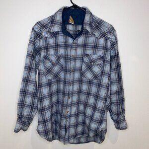 Vintage Pendleton High Grade Western Wear Wool Flannel Shirt Plaid Size L Snap